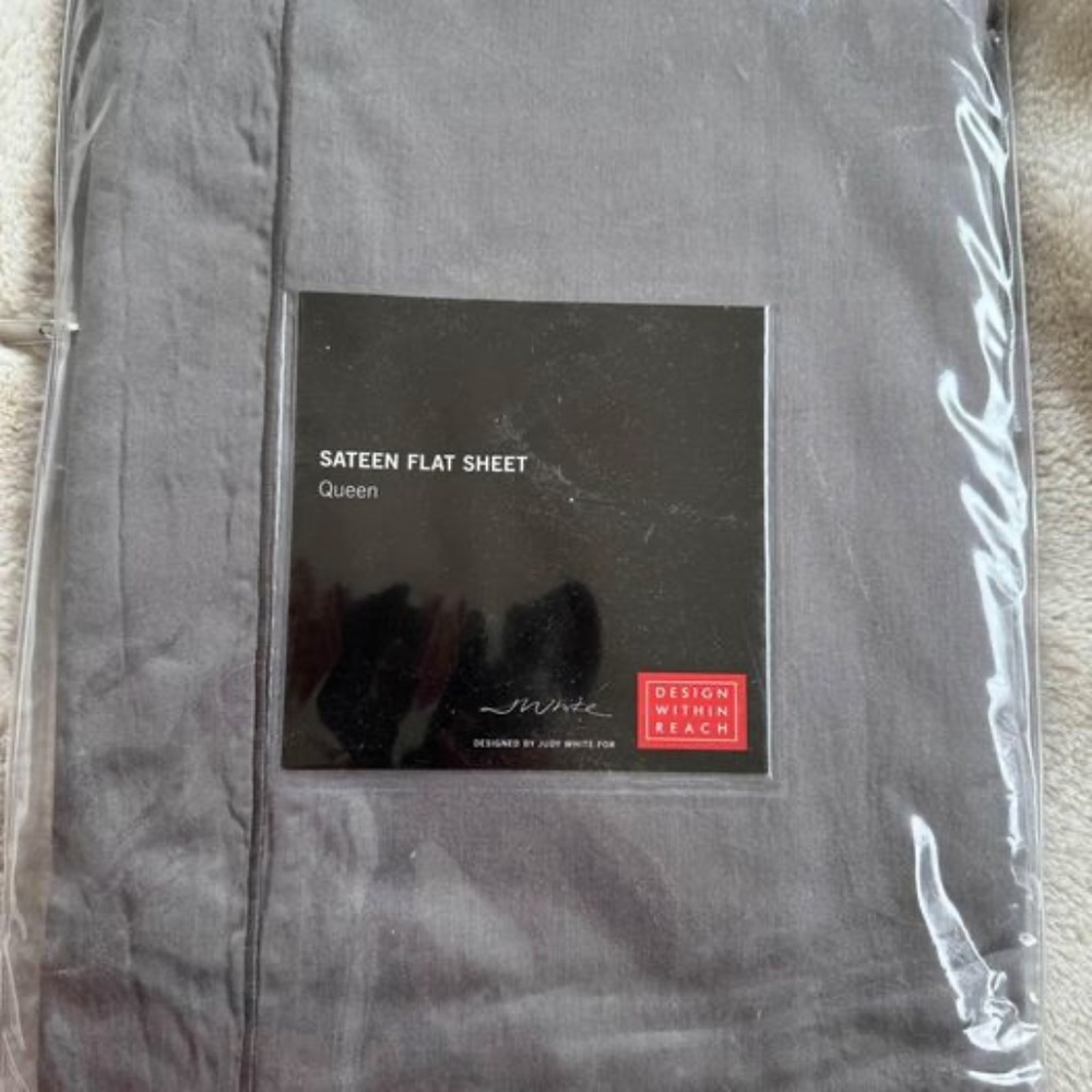 Design Within Reach DWR Sateen Flat Sheet in Slate Size Queen $175 SOLD OUT